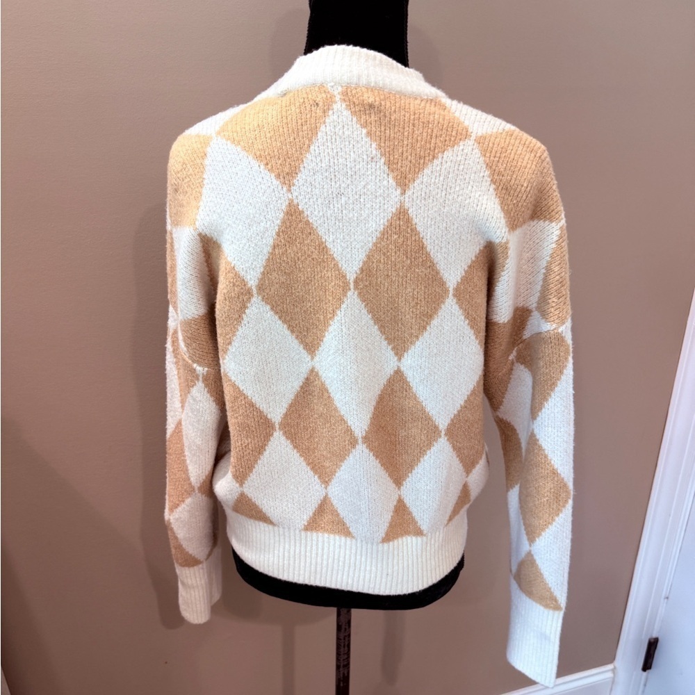 Women’s ABERCROMBIE & FITCH Argyle Pattern Wedge Crewneck sweater- Size XS - Picture 3 of 7